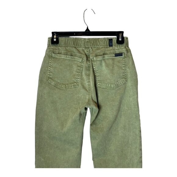 7 For All Mankind Jeans‎ Women 25 Green Denim Elastic Waist Straight Leg Ankle - Picture 4 of 11